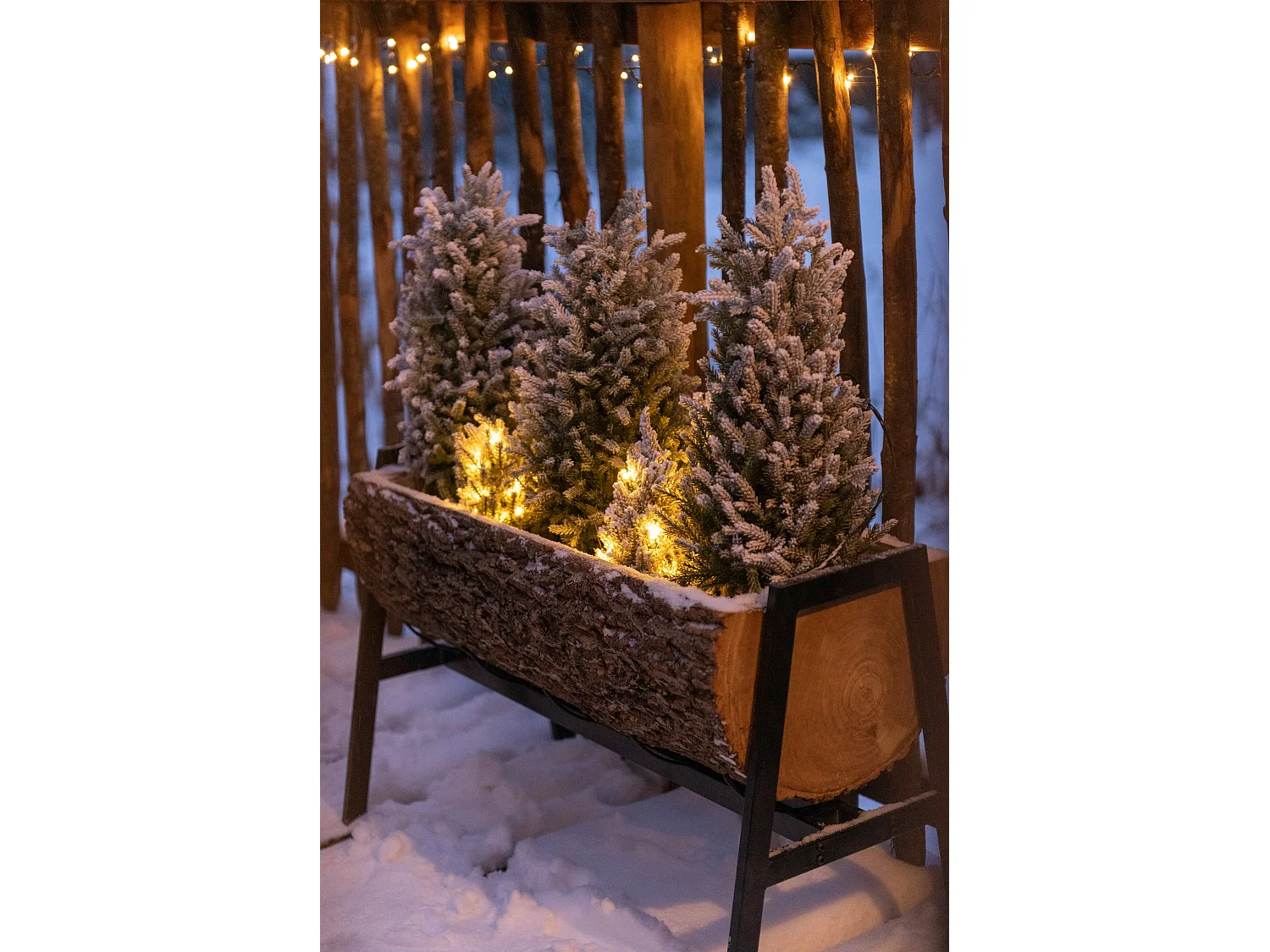 Cache-Pot sur Pied "Tronc en Bois" 78cm Naturel