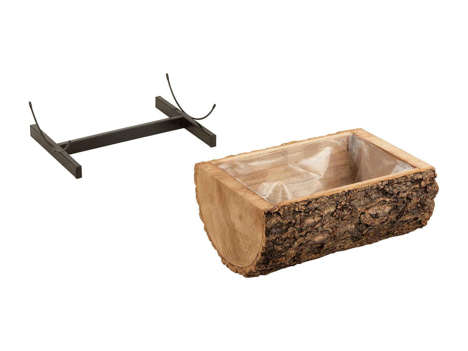 Cache-Pot sur Pied "Tronc en Bois" 40cm Naturel