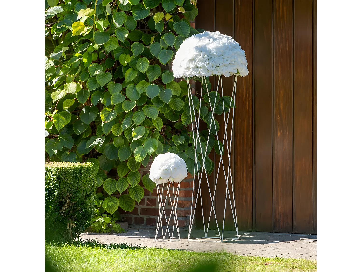 Cache-Pot en Métal "Support Croix" 55cm Blanc