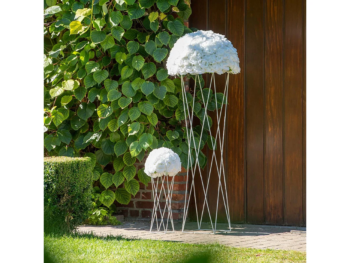 Cache-Pot en Métal "Support Croix" 55cm Blanc