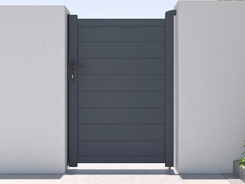 Portillon battant aluminium plein L103 x H150 cm anthracite - NAZARIO