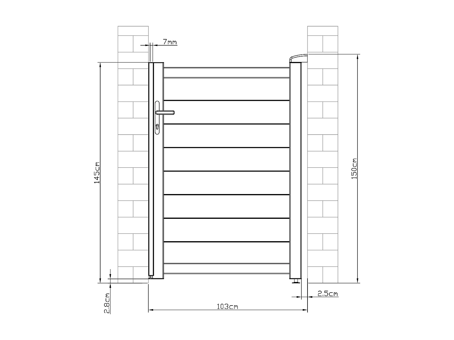 Portillon battant aluminium plein L103 x H150 cm anthracite - NAZARIO