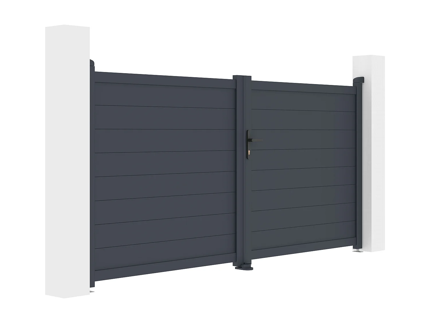 Portail battant aluminium plein L305 x H150 cm anthracite - NAZARIO