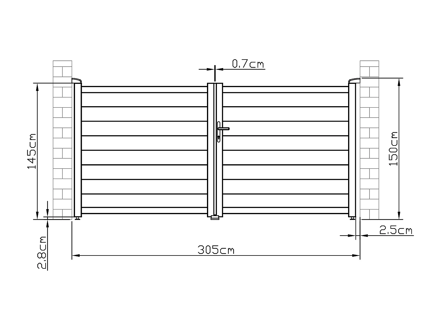 Portail battant aluminium plein L305 x H150 cm anthracite - NAZARIO