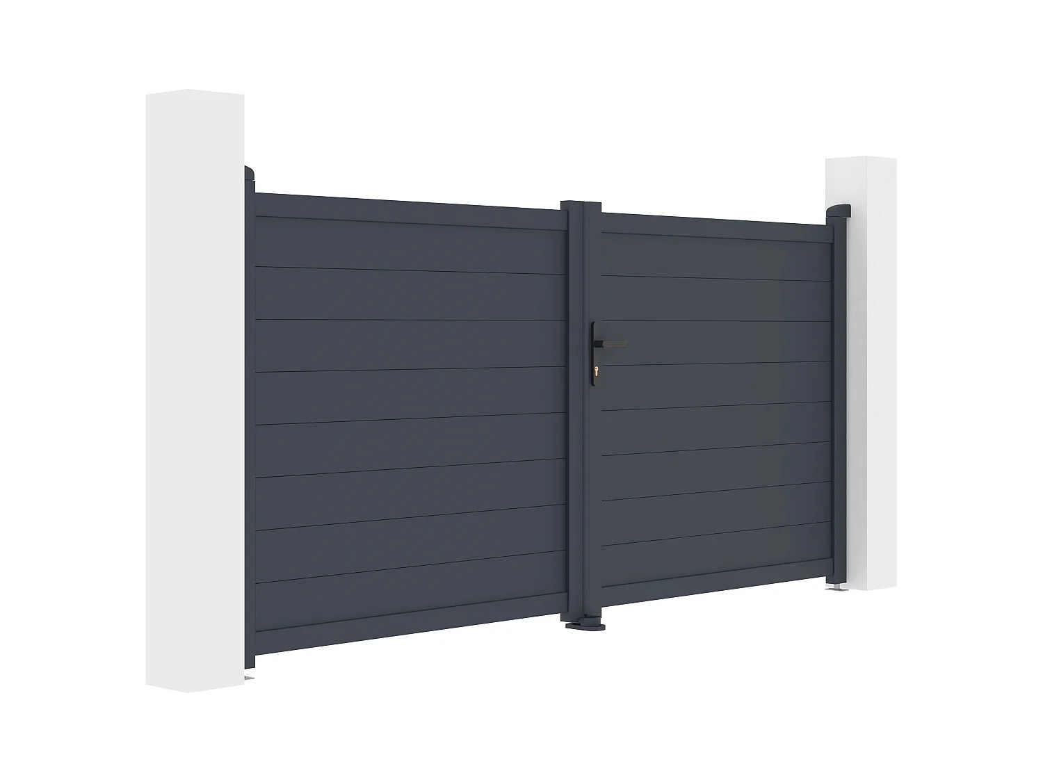 Vleugeltuinhek in aluminium zonder doorkijk L305 x H150 cm donkergrijs - NAZARIO