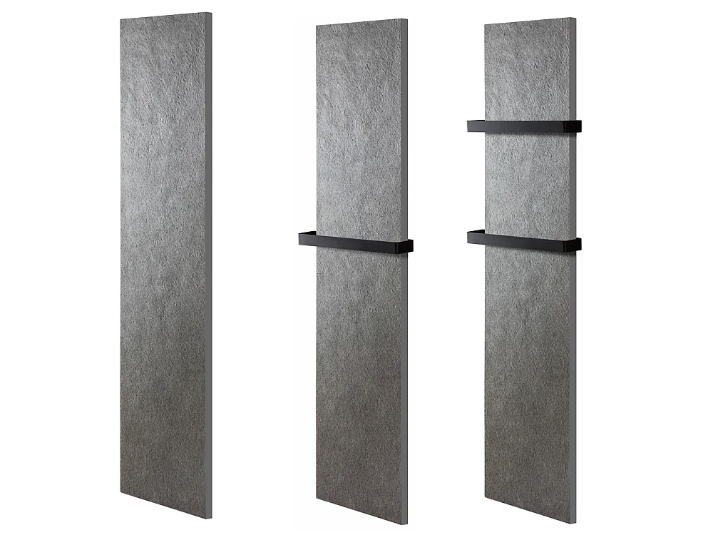 Radiateur sèche-serviettes électrique PIERRE NATURELLE Roche de mer   1200W - 50x200 cm avec 2 barres finition acier inox brossé