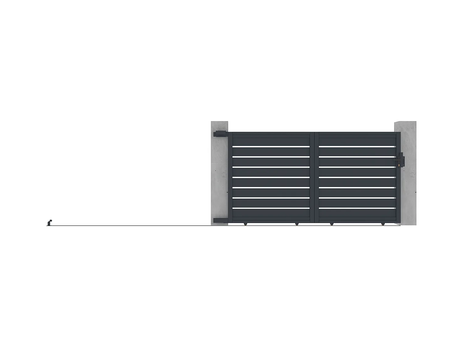 Schuifpoort in opengewerkt aluminium L324 x H165 cm donkergrijs - PRIMO