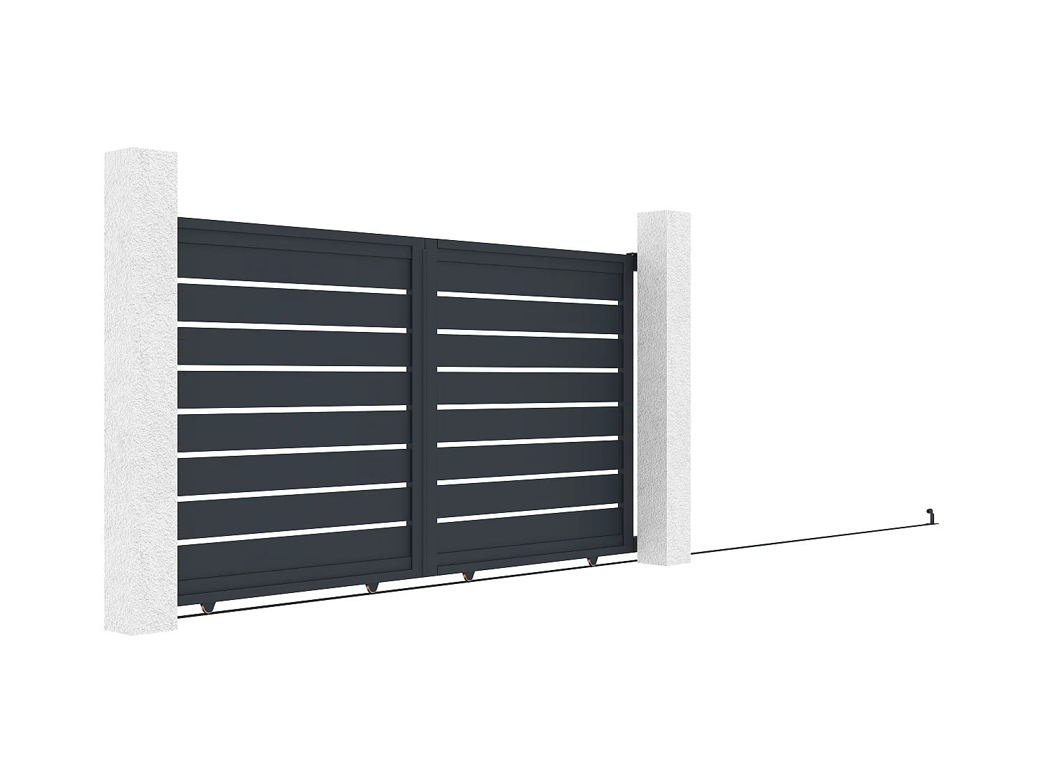 Schuifpoort in opengewerkt aluminium L324 x H165 cm donkergrijs - PRIMO