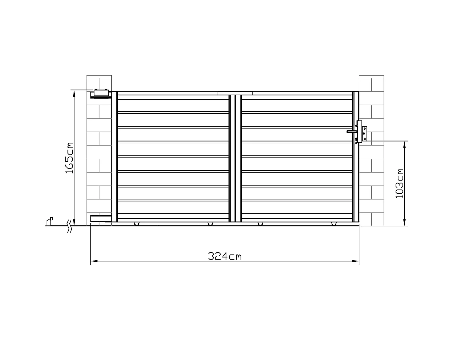 Schuifpoort in opengewerkt aluminium L324 x H165 cm donkergrijs - PRIMO