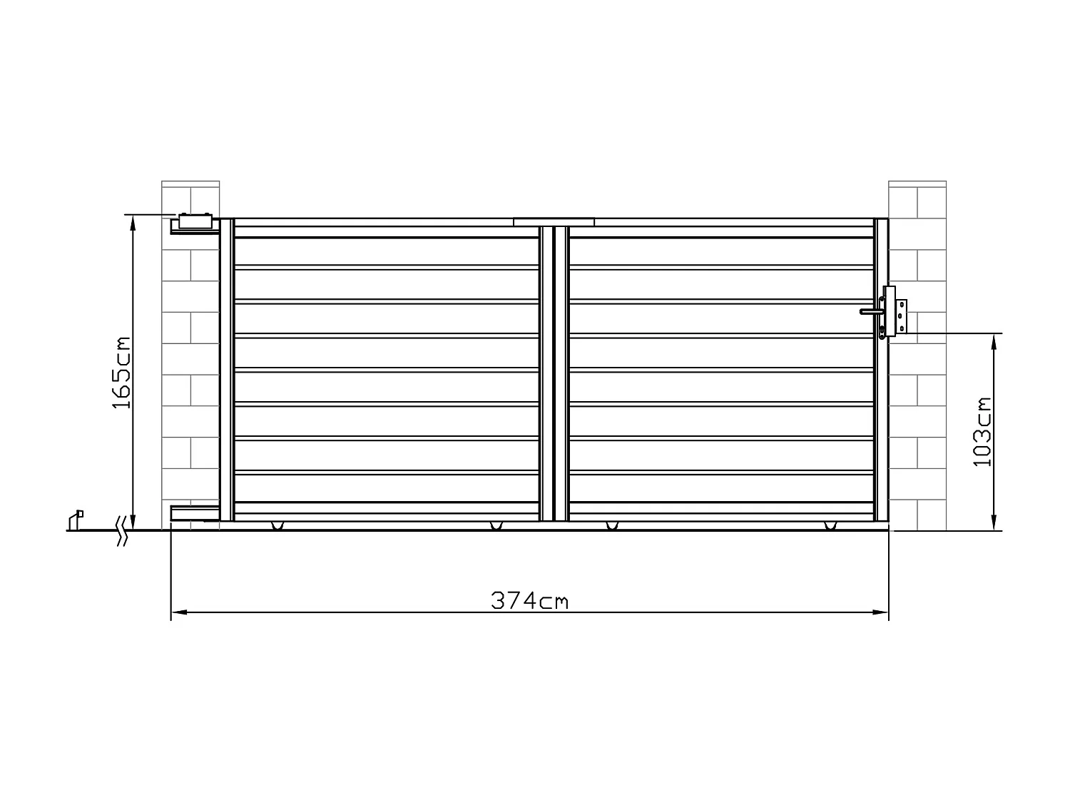 Schuifpoort in opengewerkt aluminium L374 x H165 cm donkergrijs - PRIMO