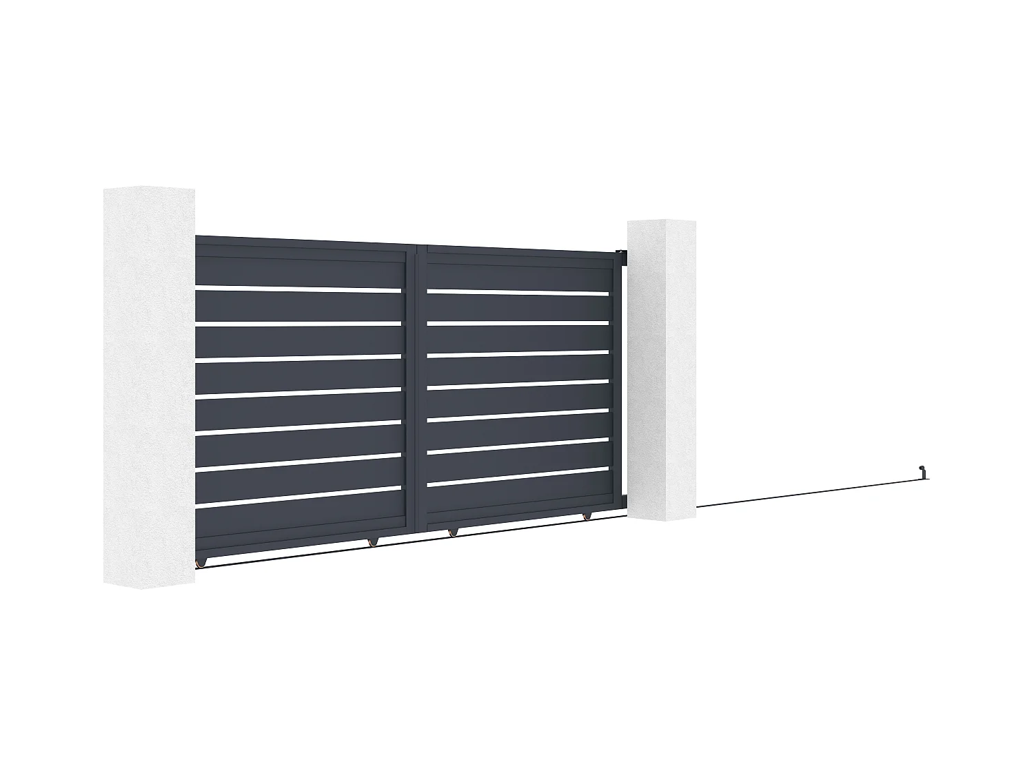 Portail coulissant aluminium ajouré L374 x H165 cm anthracite - PRIMO