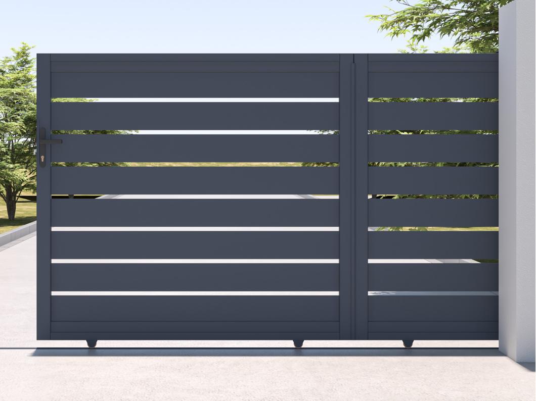 Portão de correr alumínio perfurado C374 x A165 cm antracite - PRIMO