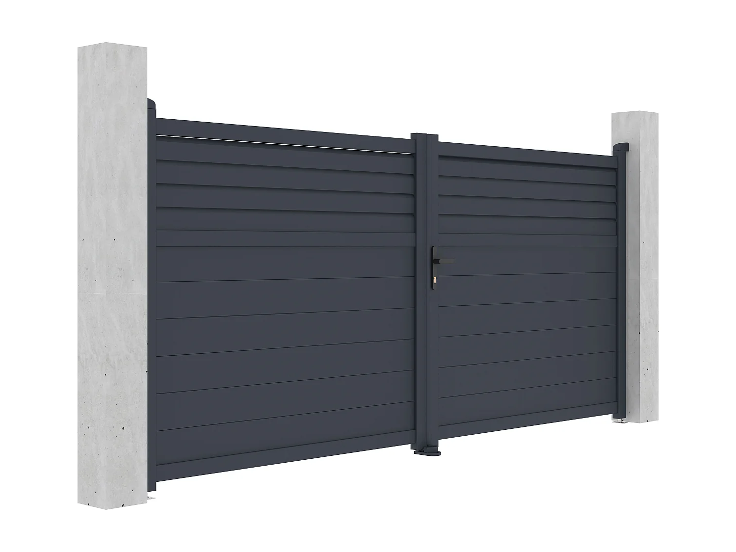 Brama rozwierna żaluzjowa z antracytowego aluminium szer. 355 x wys. 166 cm - VIAZO