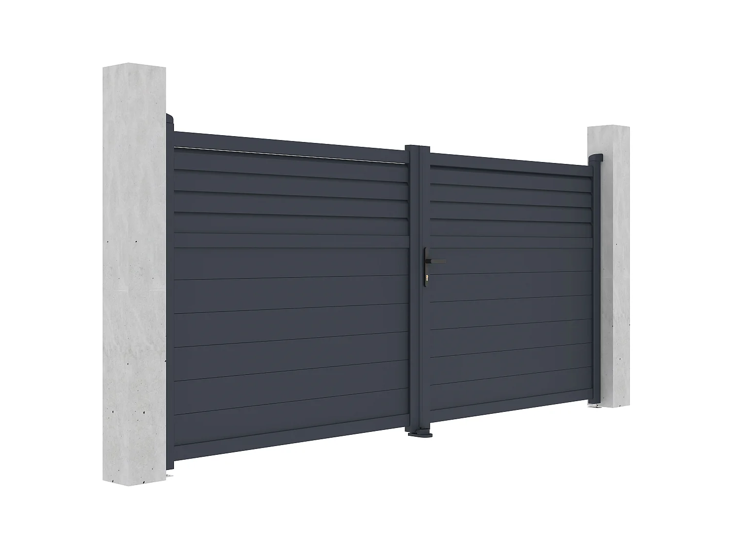 Puerta batiente de aluminio con lamas L355 x H166 cm antracita - VIAZO