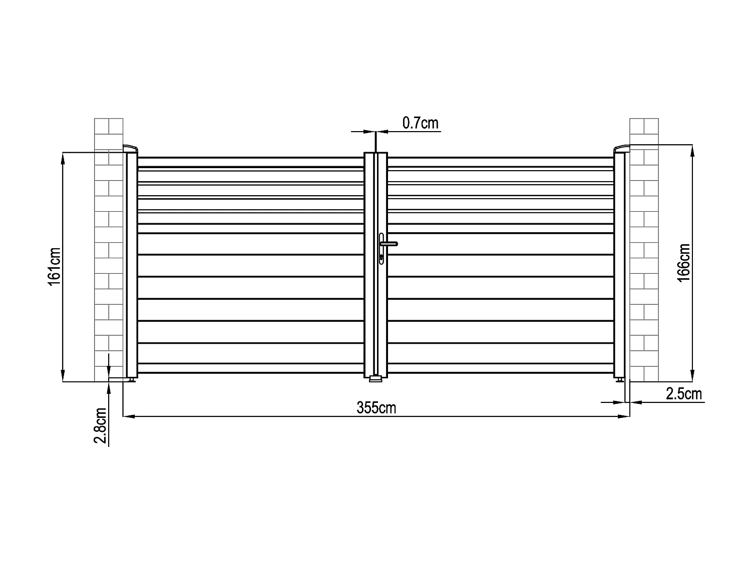 Portail battant aluminium persienné L355 x H166 cm anthracite - VIAZO