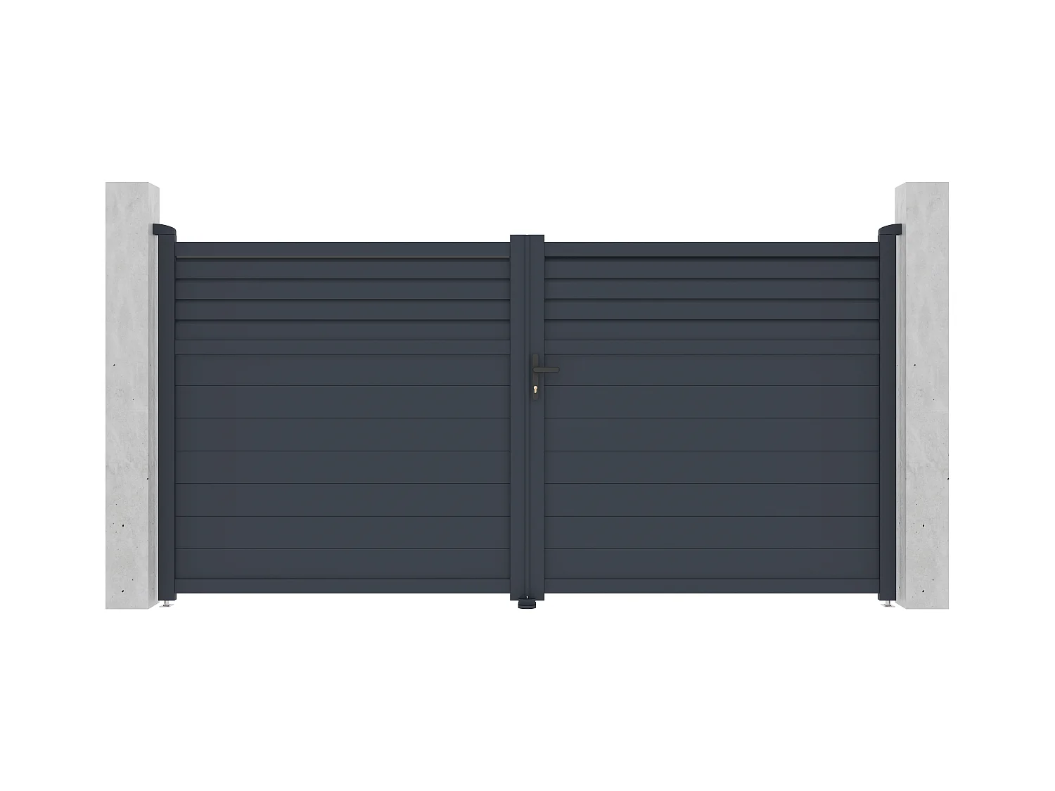 Portail battant aluminium persienné L355 x H181 cm anthracite - VIAZO