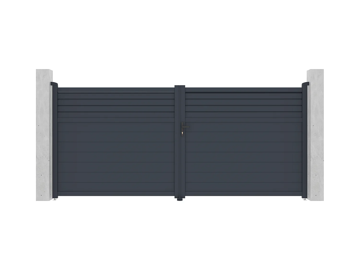 Portail battant aluminium persienné L397 x H181 cm anthracite - VIAZO