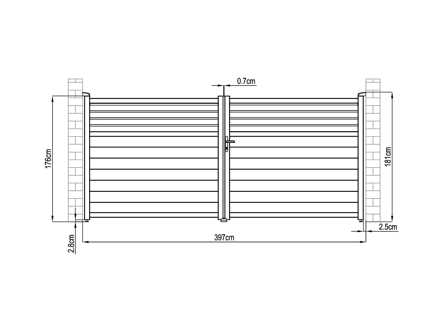 Portail battant aluminium persienné L397 x H181 cm anthracite - VIAZO