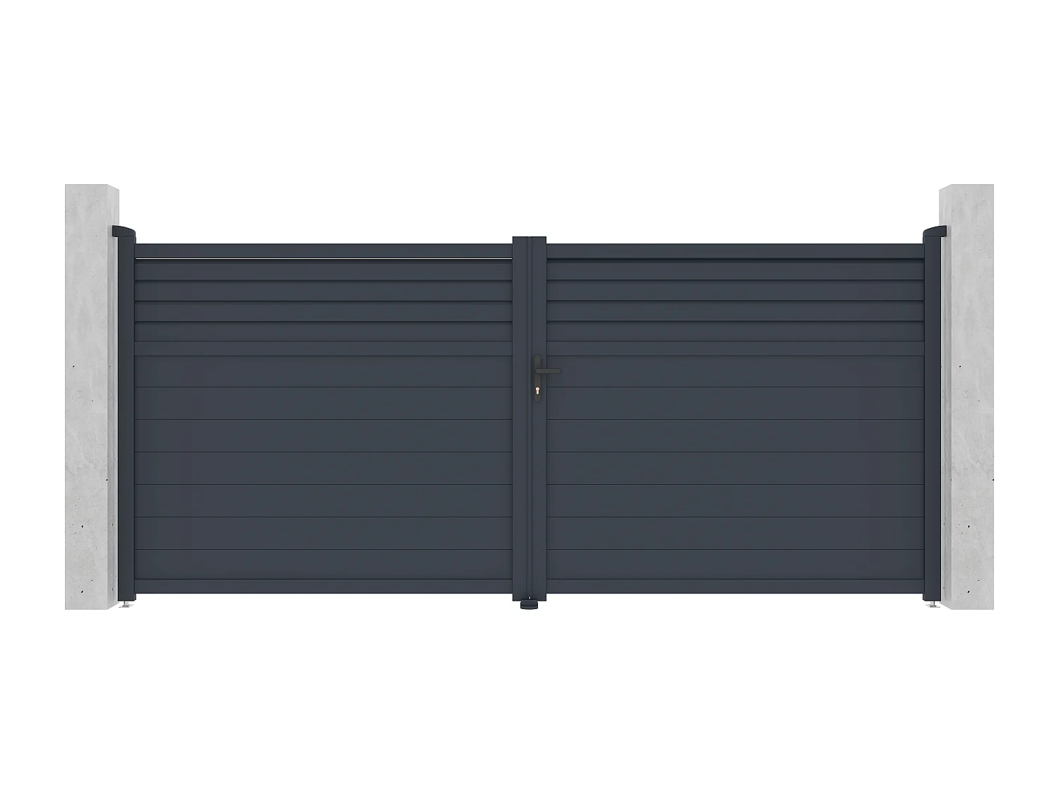 Aluminium svänggrind med persienner B397 x H181 cm antracit - VIAZO