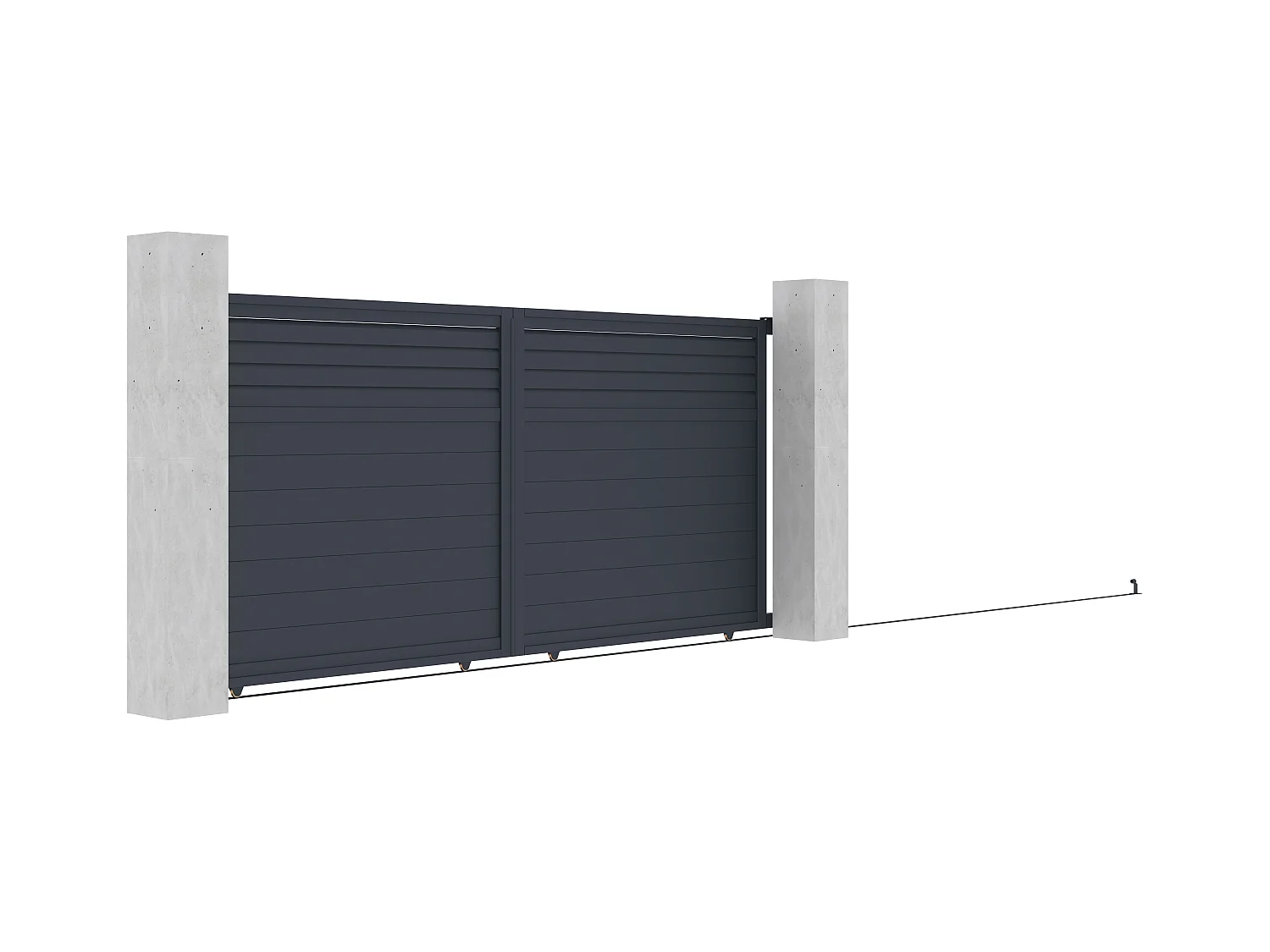 Portail coulissant aluminium persienné L416 x H180 cm anthracite - VIAZO