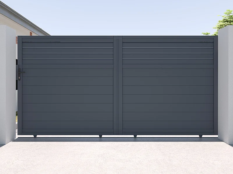 Aluminium skydeport persienne L374 x H180 cm antracit - VIAZO