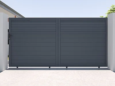 Gartentor Schiebetor - 374 x 180 cm - Aluminium - Anthrazit - VIAZO