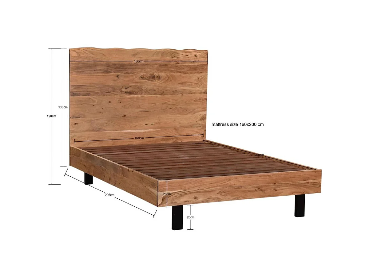 Lit Adulte en Bois "Limata" 160x200cm Naturel