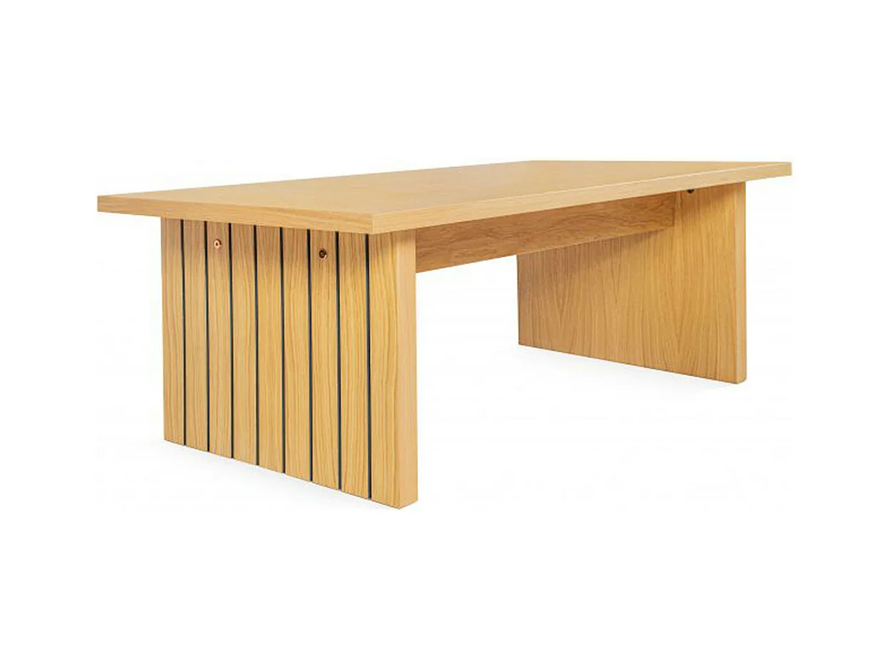 Table Basse Design en Bois "Stripe" 120cm Naturel