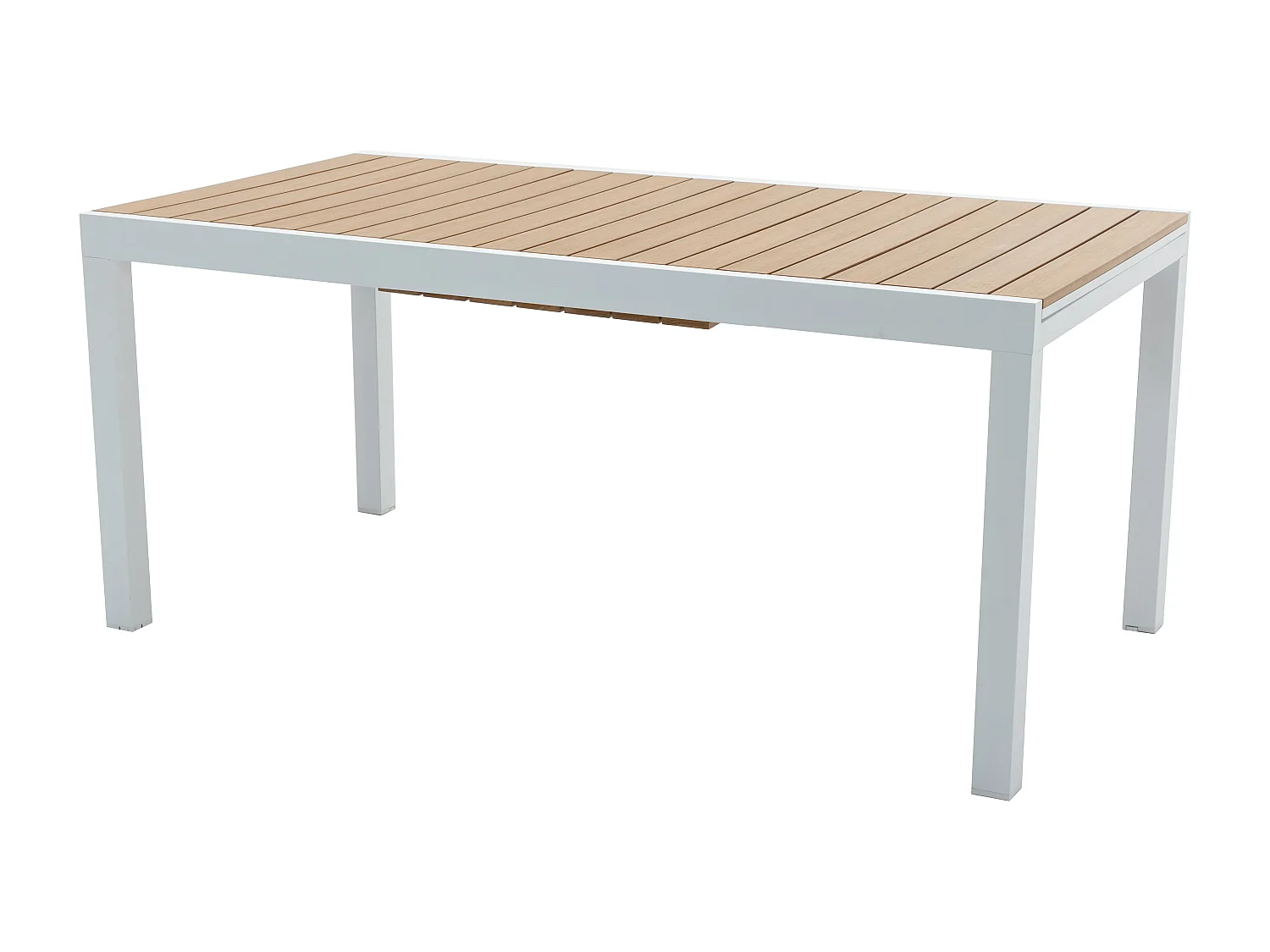 Mesa de Mesa y sillas de jardín extensible de aluminio y poliwood L.170/230 cm - Natural claro y blanco - MACILA de MYLIA