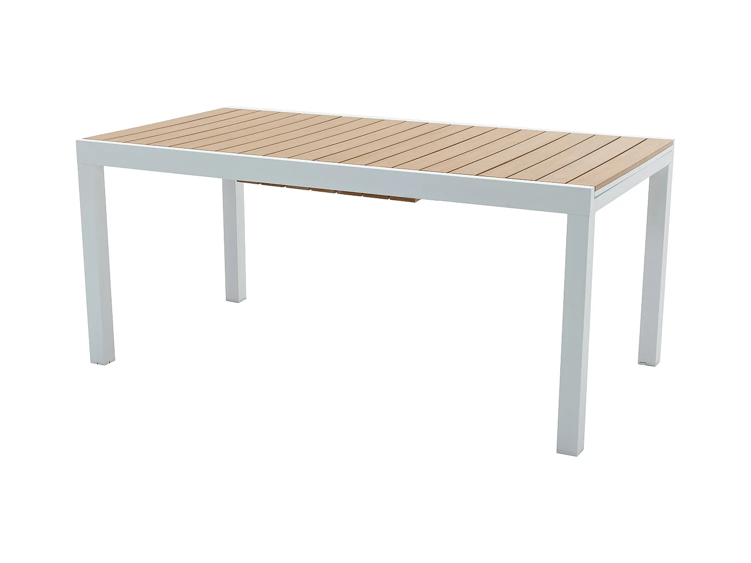 Tavolo pranzo giardino allungabile Allum. e Polywood L.170/230cm Naturale chiaro e Bianco - MACILA di MYLIA