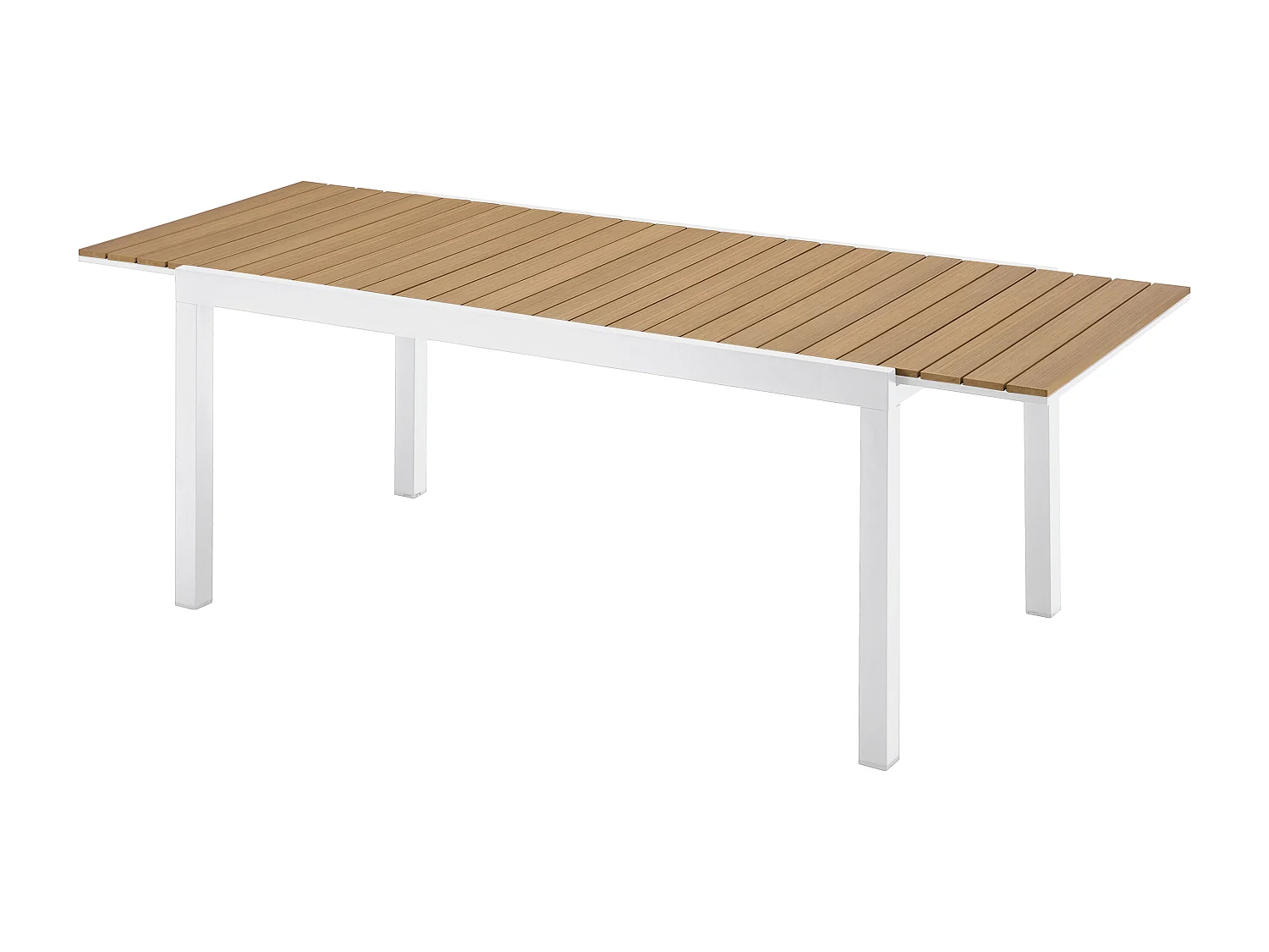 Tavolo pranzo giardino allungabile Allum. e Polywood L.170/230cm Naturale chiaro e Bianco - MACILA di MYLIA