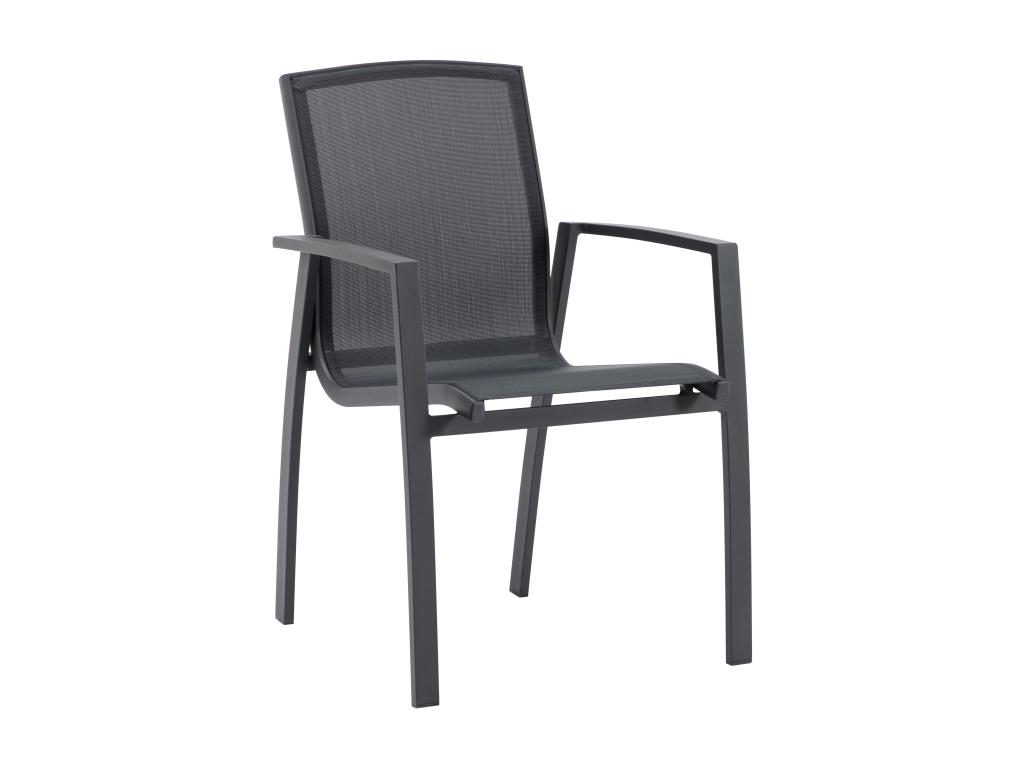 Fauteuil de jardin empilable en aluminium et textilène - Anthracite - MILLAU de MYLIA