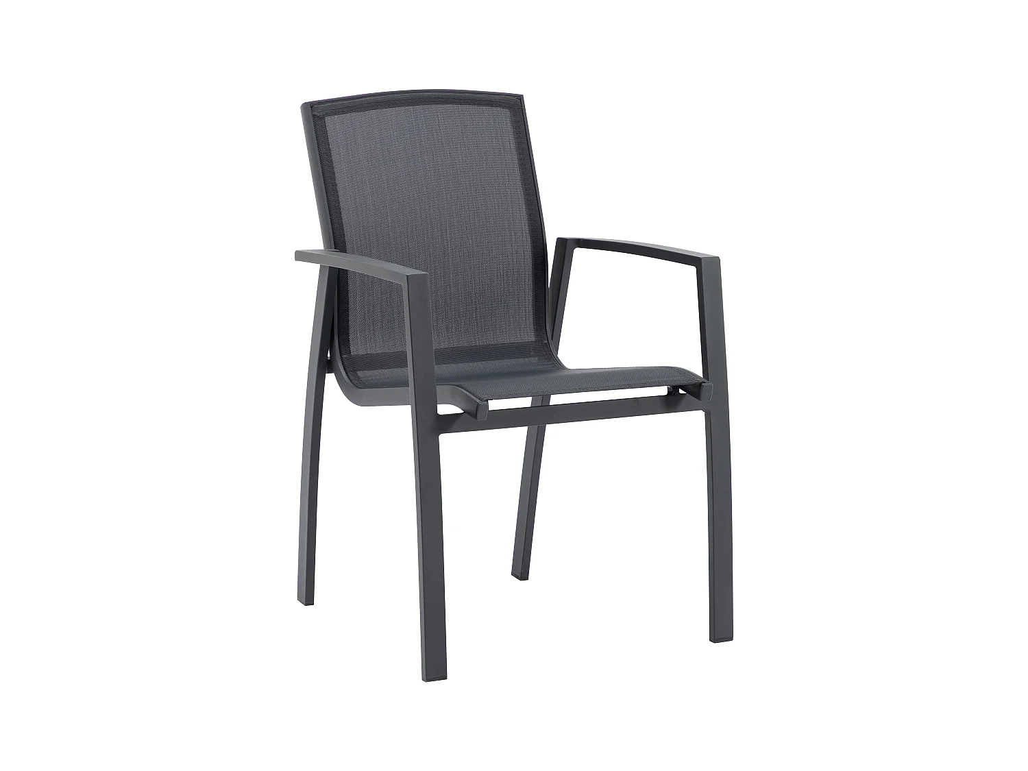 Fauteuil de jardin empilable en aluminium et textilène - Anthracite - MILLAU de MYLIA
