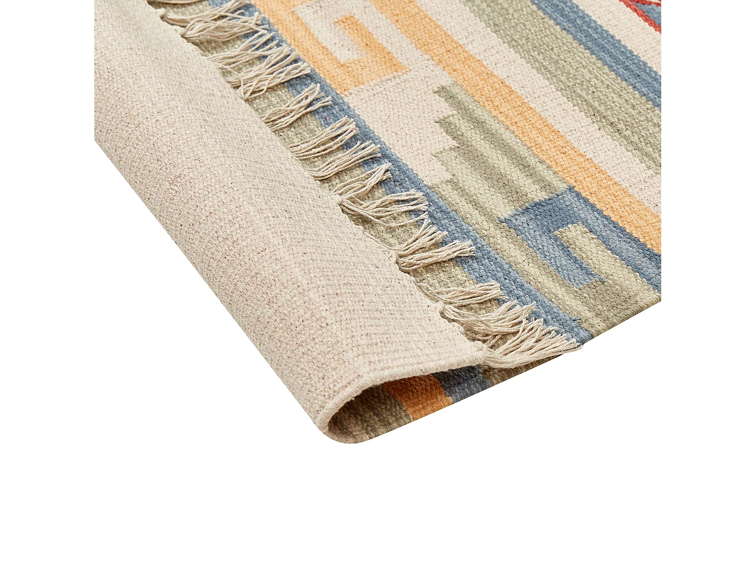 Kelim-Teppich Baumwolle bunt 80 x 150 cm handgewebt geometrisches Muster Aparan