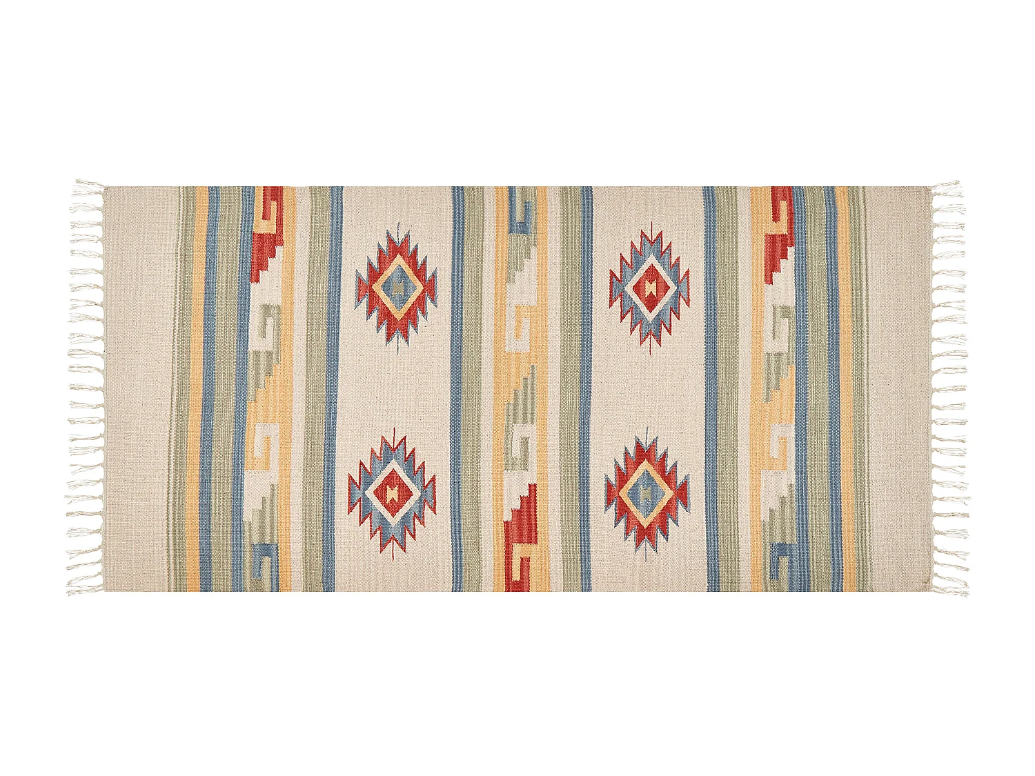 Kelim-Teppich Baumwolle bunt 80 x 150 cm handgewebt geometrisches Muster Aparan