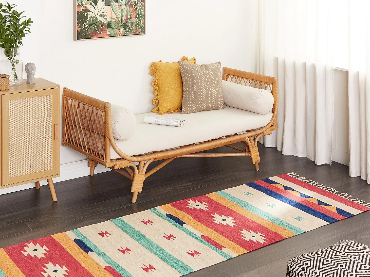 Tapete Kilim em algodão multicolor 80 x 300 cm MARGARA