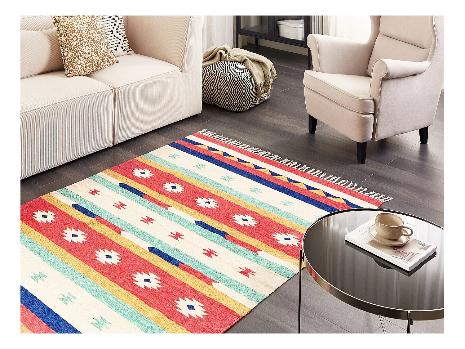 Tapis MARGARA Multicolore 140 x 200 cm Coton Kilim