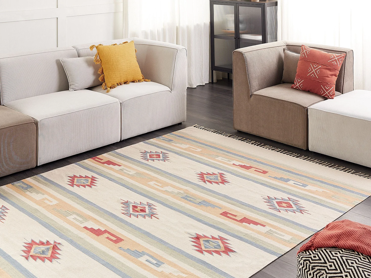 Tapete Kilim em algodão multicolor 200 x 300 cm APARAN