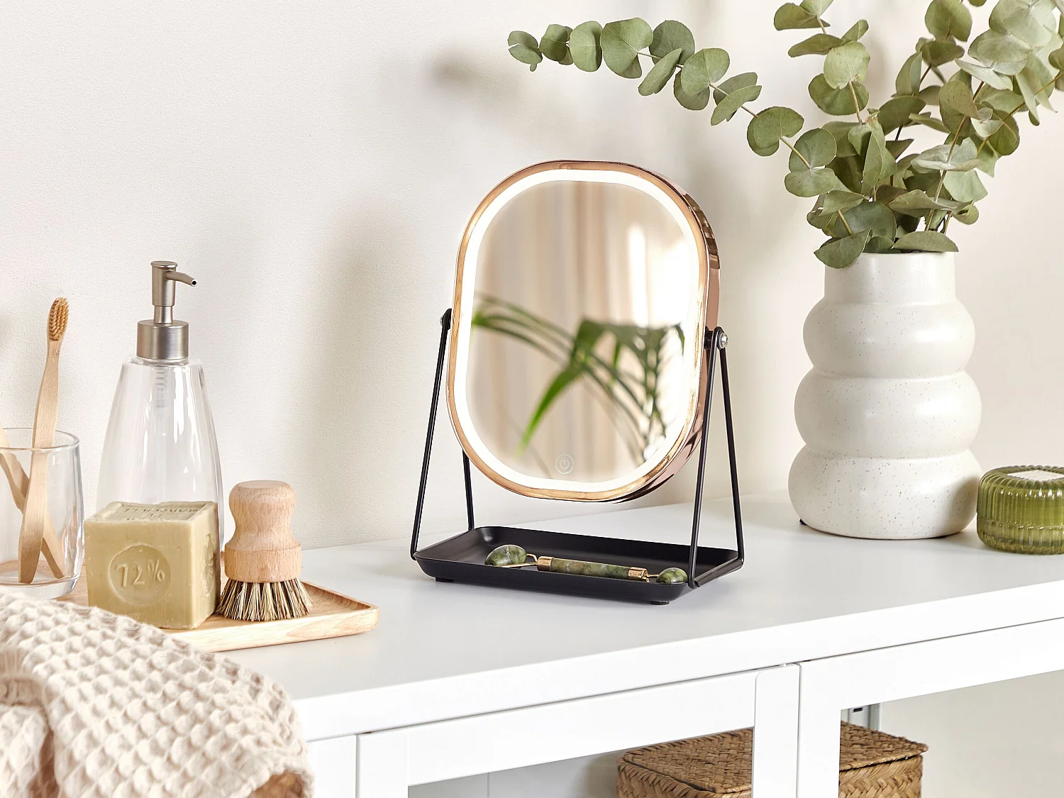 Miroir de table LED DORDOGNE Rose doré