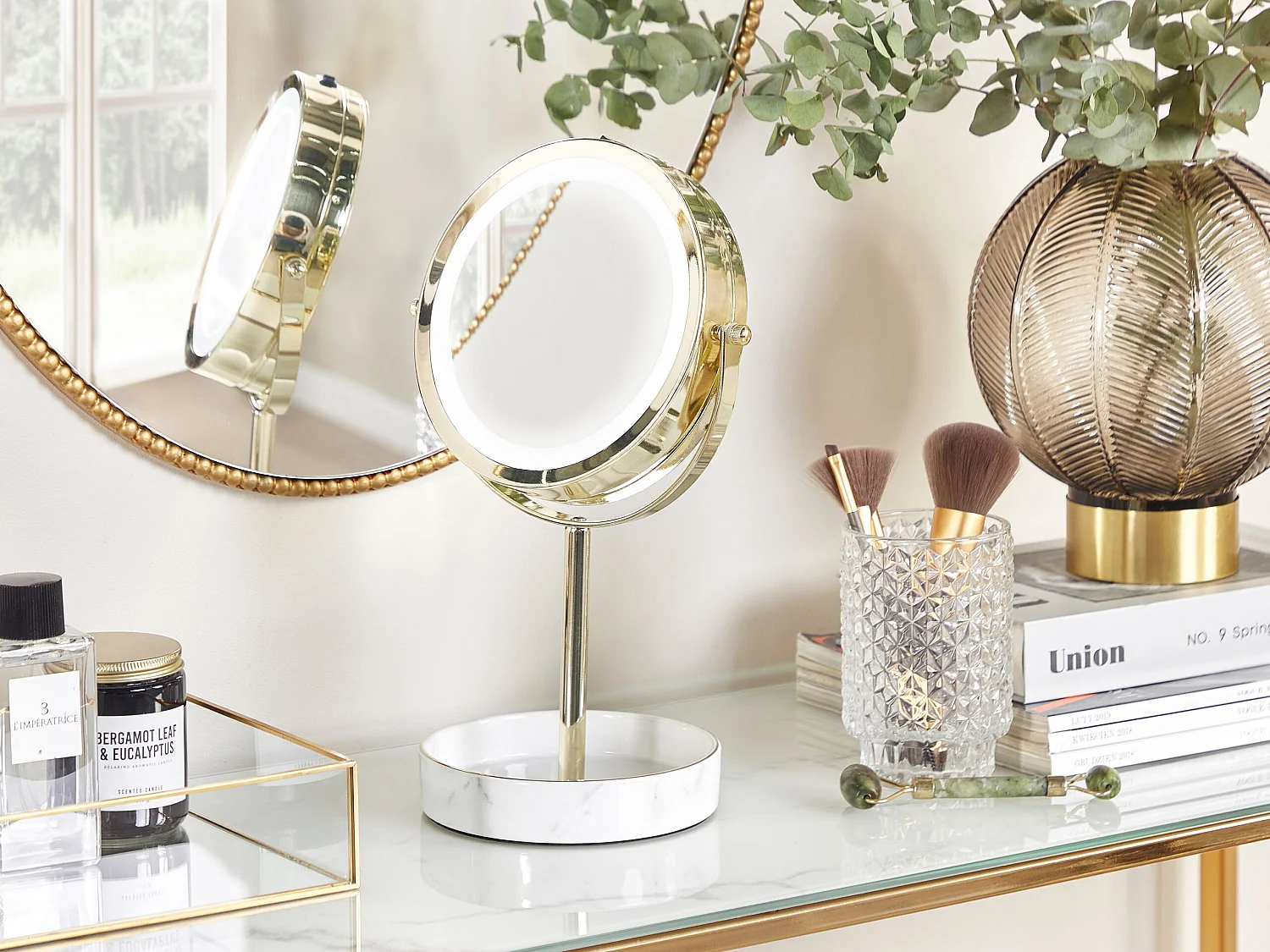 Kosmetikspiegel LED SAVOIE Weiss / Gold