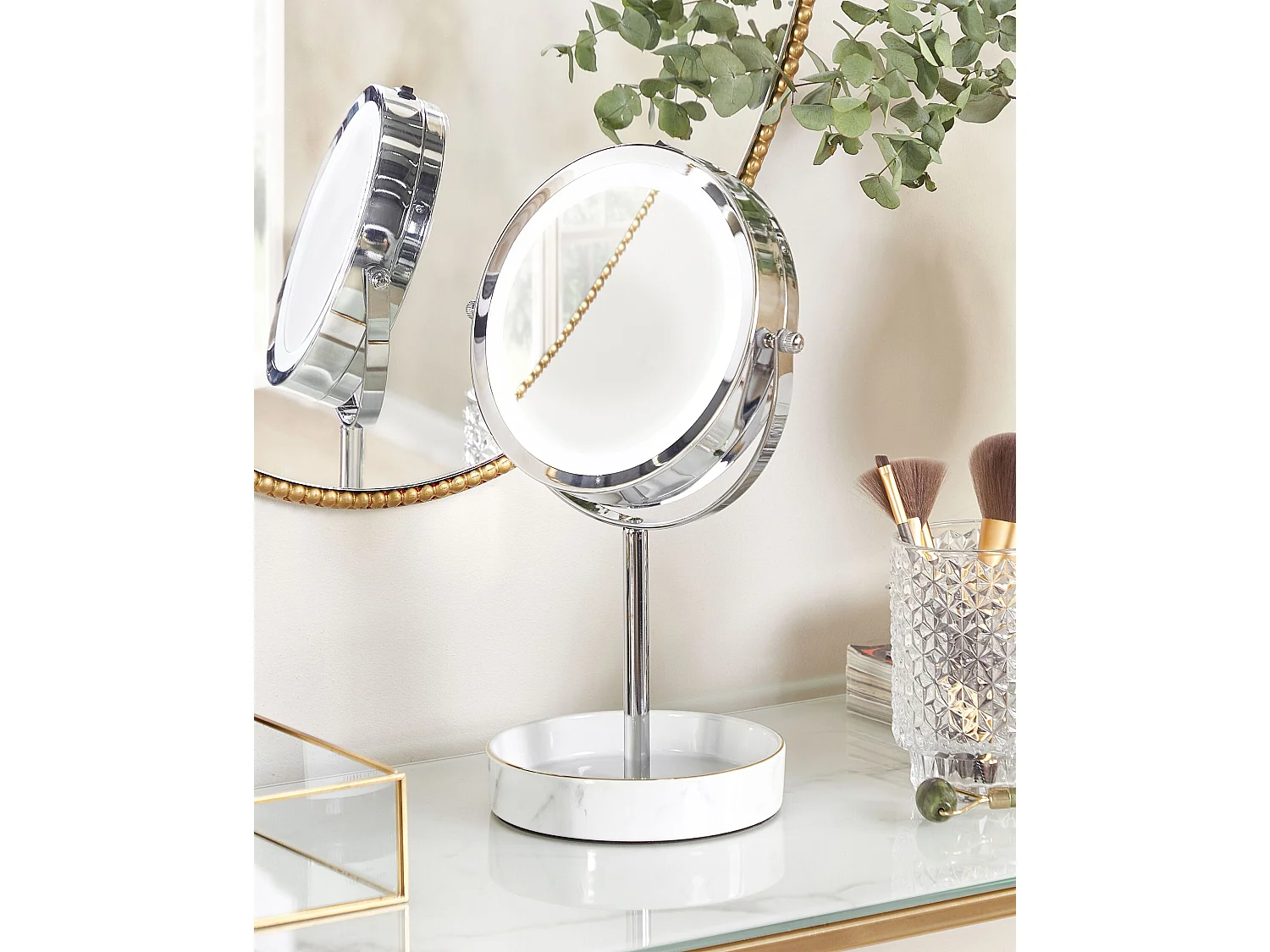 Kosmetikspiegel LED SAVOIE Weiss / Silber