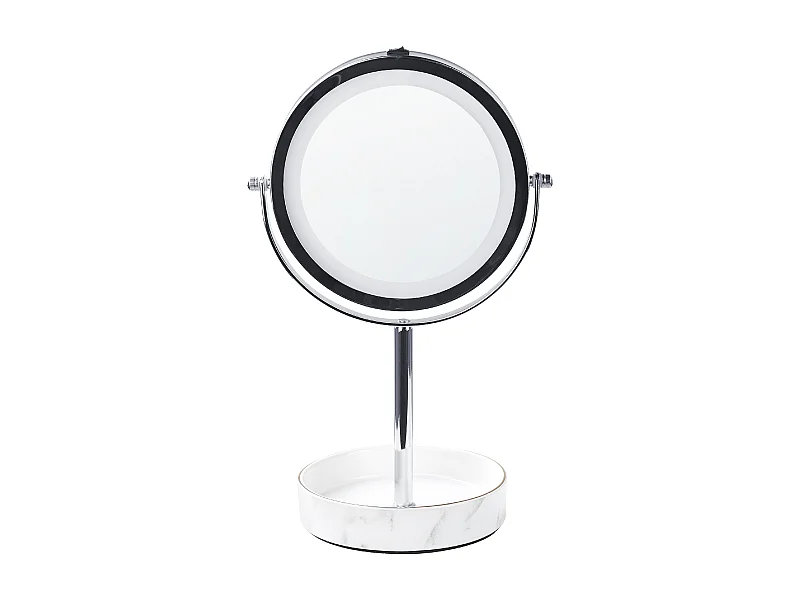 Kosmetikspiegel mit LED-Beleuchtung silber/weiß ø 20 cm doppelseitig Savoie