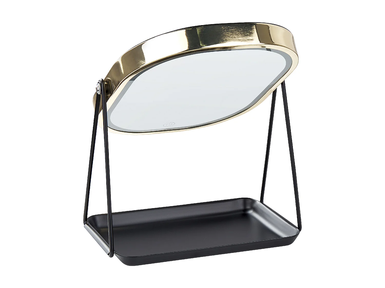 Spiegel für den Frisiertisch beleuchteter LED Schminkspiegel 20 x 22 cm Gold Dordogne