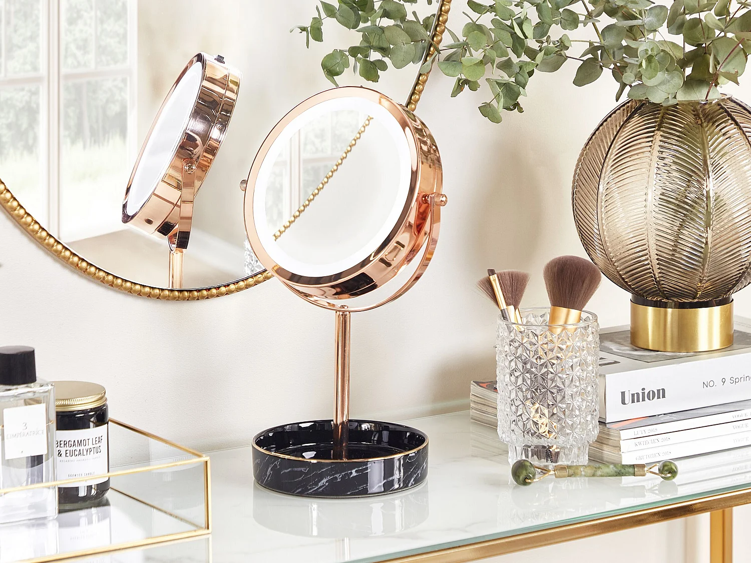 Miroir de table LED SAVOIE Rose doré