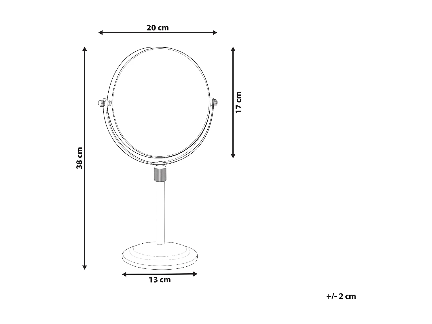 Doppelseitiger Tischspiegel Schminkspiegel mit Vergrößerung ø 20 cm Silber Averyon