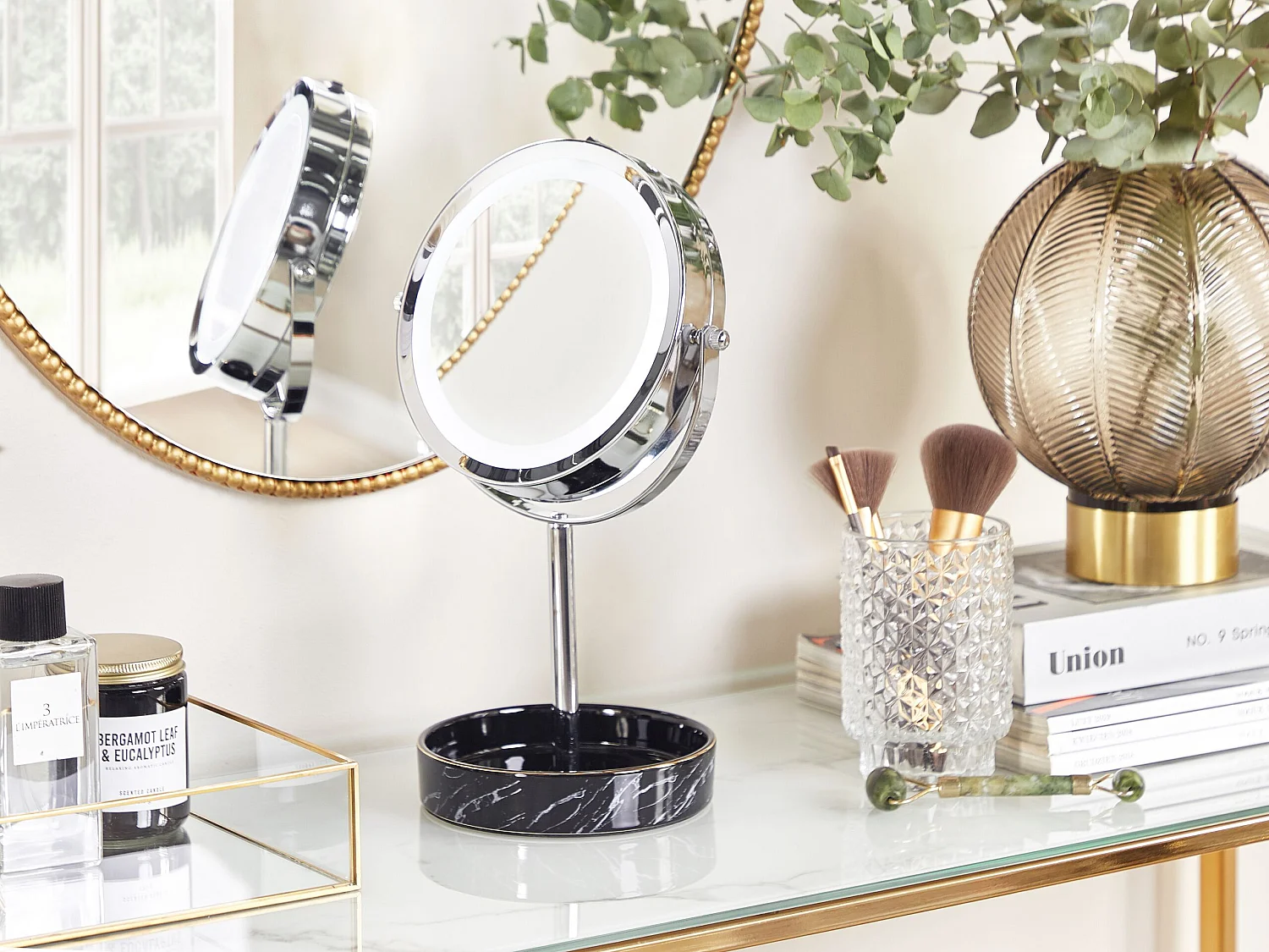 Miroir de table LED SAVOIE Noir/argenté