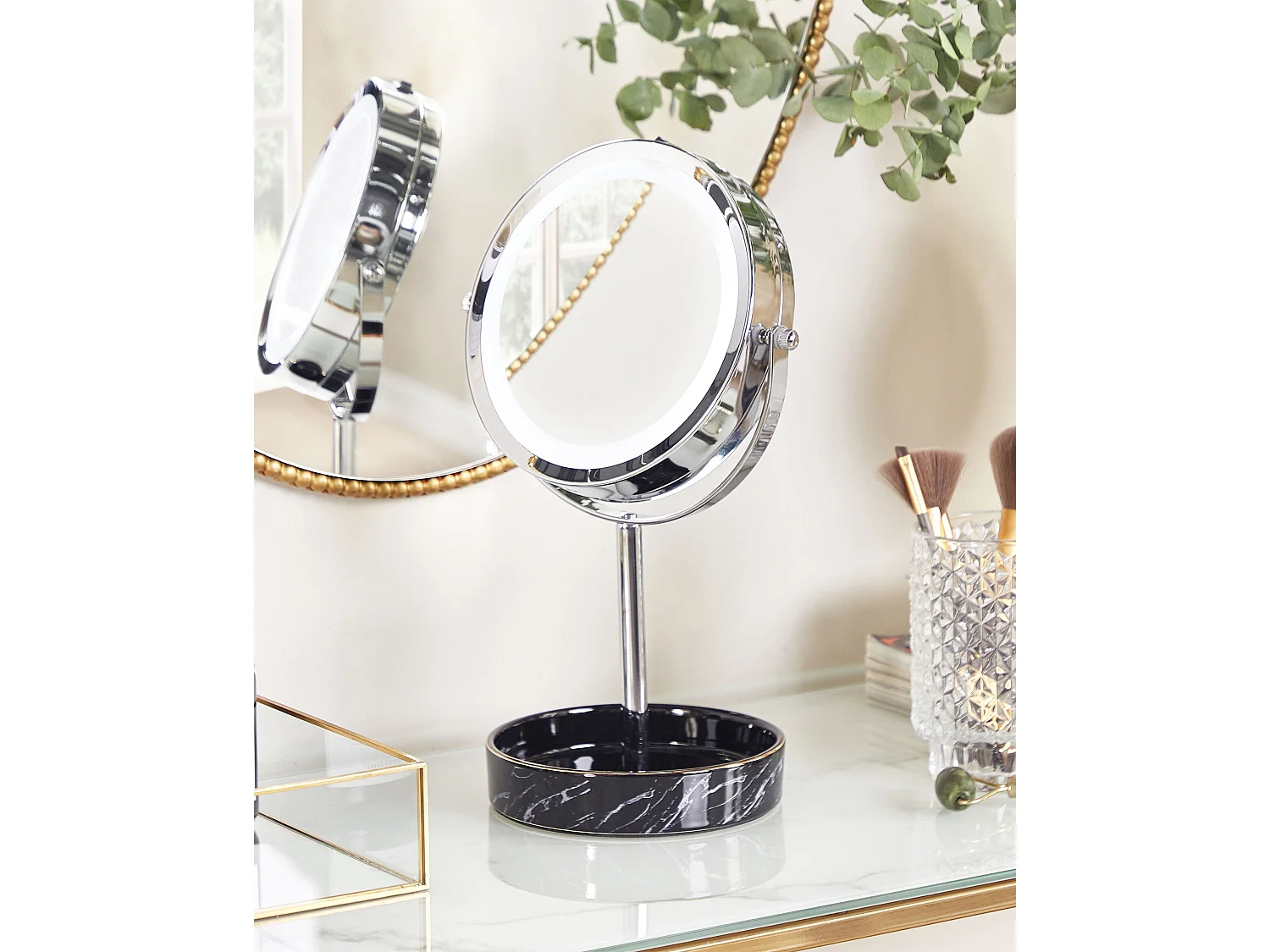 Miroir de table LED SAVOIE Noir/argenté