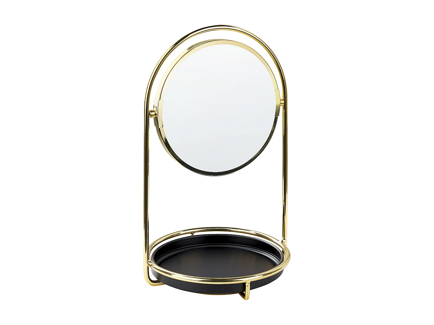 Kosmetikspiegel Eisen gold/ schwarz ø 15 cm doppelseitig Vergrößerung Indre