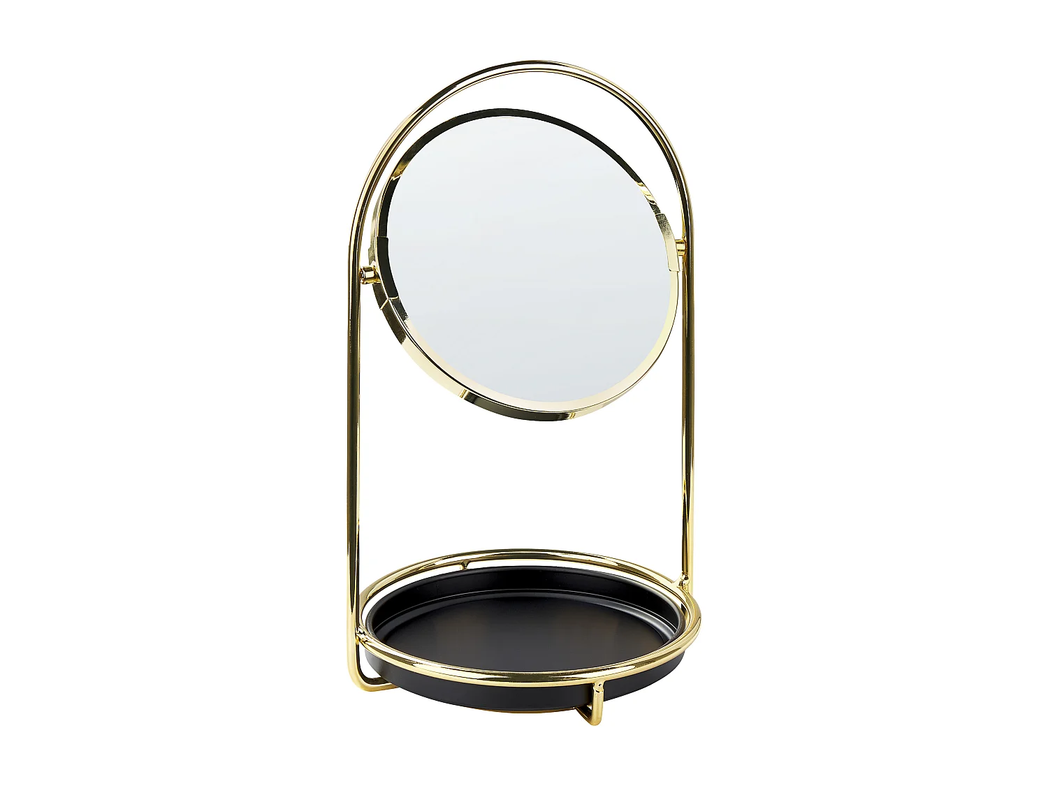 Kosmetikspiegel Eisen gold/ schwarz ø 15 cm doppelseitig Vergrößerung Indre