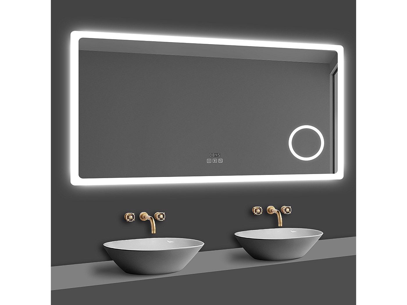 Aica Miroir De Salle De Bain Led 60cm, 3 Couleurs, Luminosité Réglable